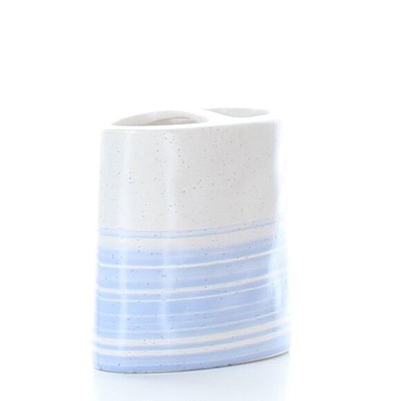 Blue and White Bath Room Toothbrush Holder - Picture 5 of 6